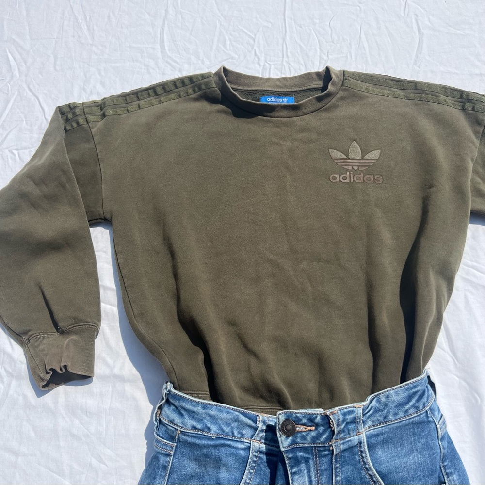 Army Green Adidas Pullover Sweatshirt
